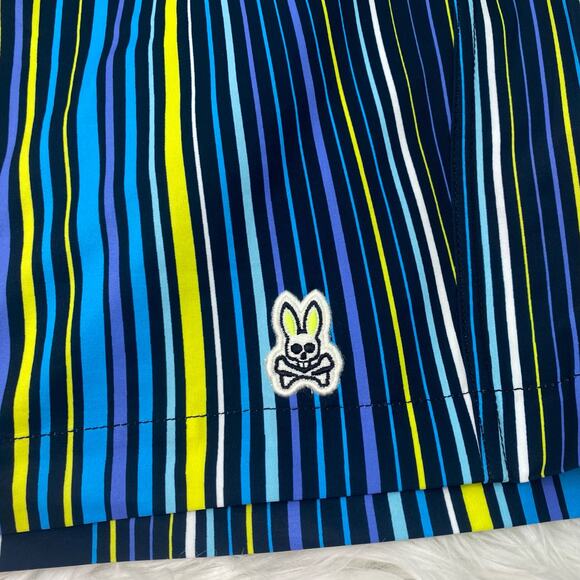 Psycho Bunny Men's Swim Trunks Size 5XLT Blue Stripe Dry Pocket NWT - Picture 4 of 16